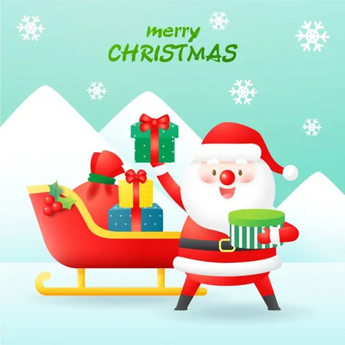 可爱卡通冬季圣诞节新年贺卡AI矢量插画素材