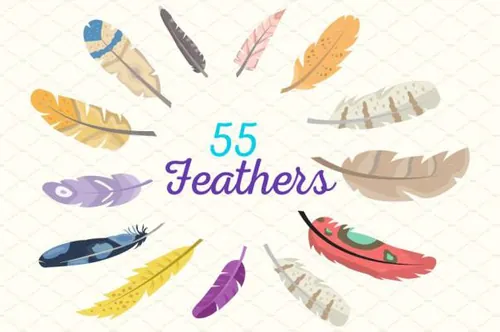 羽毛元素矢量icon素材 55 Flat Feather Vector Icon