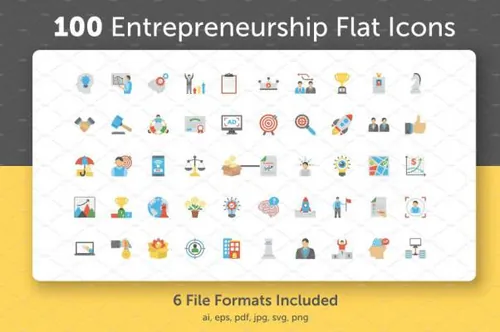 扁平化企业图标下载 100 Entrepreneurship Flat Icon