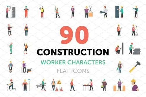 建筑工人图标素材 90 Construction Worker Characte