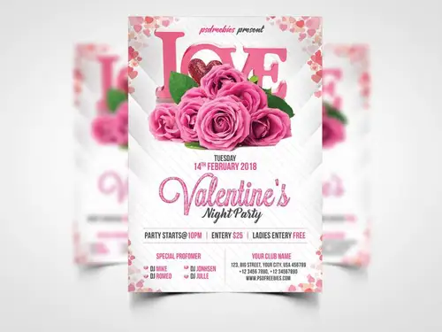 Premium Valentines Party Flyer PSD Template 设