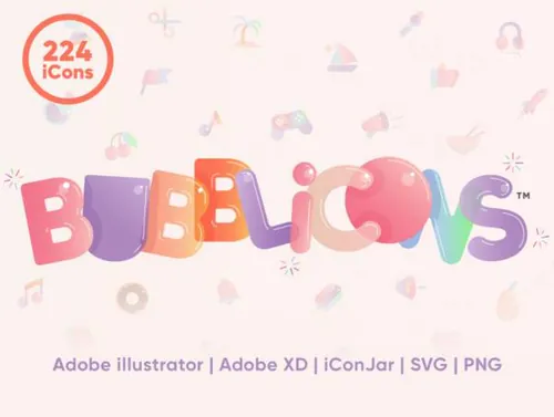 可爱气球风格的图标素材矢量图标