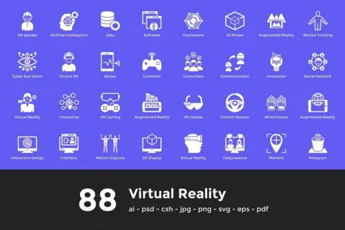 虚拟现实矢量图标素材 88 Virtual Reality Vector Ico