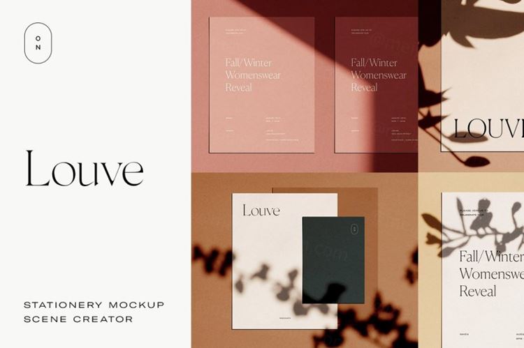 优雅的阳光植物阴影品牌设计提案展示样机模板 Louve - Shadow Mockup Scene Creator
