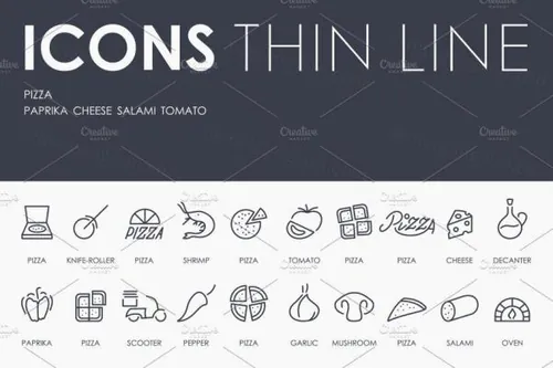 必胜客图标大全 Pizza thinline icons