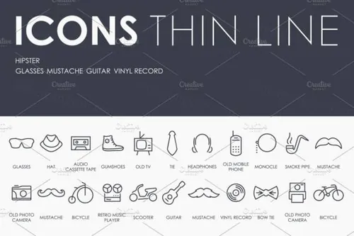 时髦图标素材 Hipster thinline icons