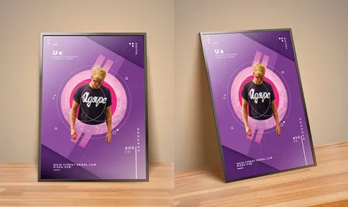 框架海报贴图样机PSD模板Photostatic Picture Frame Mockup