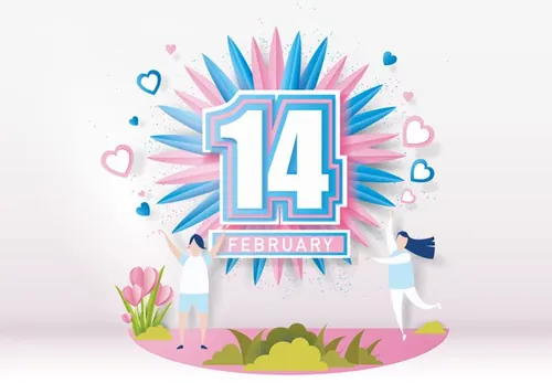 情人节剪纸风格矢量海报 Valentine\'s Day