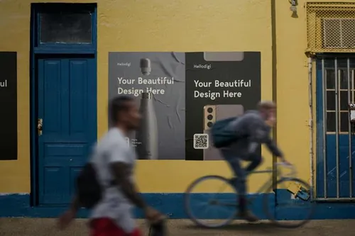 户外皱巴巴的宣传单海报广告设计贴图展示样机PSD模板 Cit