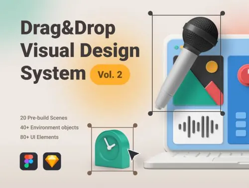 3D视觉设计系统元素场景图标素材 Bento 3D Design