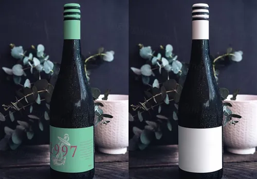 真实拍摄的啤酒瓶场景展示贴图PSD模版 Wine Bottle Mockup