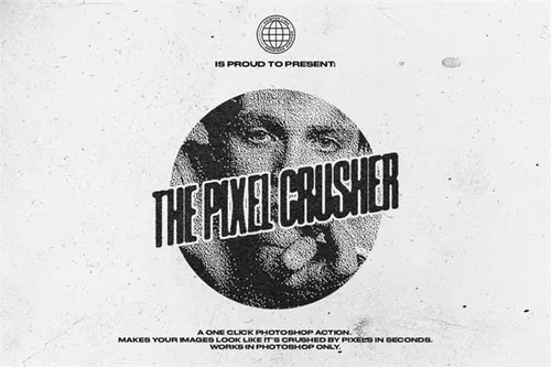 一键式复古丝网印刷半色调像素风做旧效果PS动作素材 The Pixel