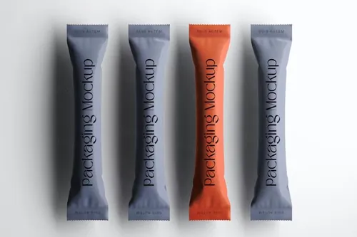 高质量铝箔袋调料调味包糖包塑封袋包装贴图展示样机模板 Foi