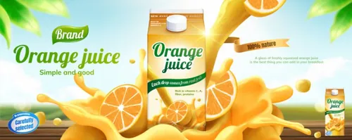 新鲜水果橙汁果汁机饮料广告产品海报EPS矢量模板