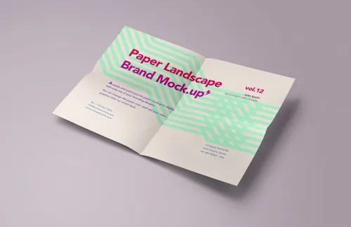 4尺寸传单折页模型PSD贴图模板Psd A4 Paper Mock-Up