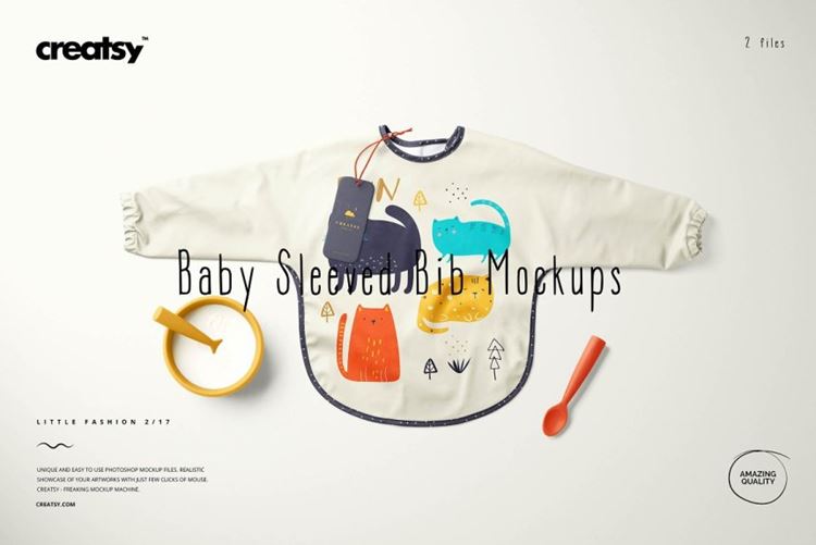 婴儿围兜饭兜图案母婴品牌设计提案样机PSD模板 Baby S