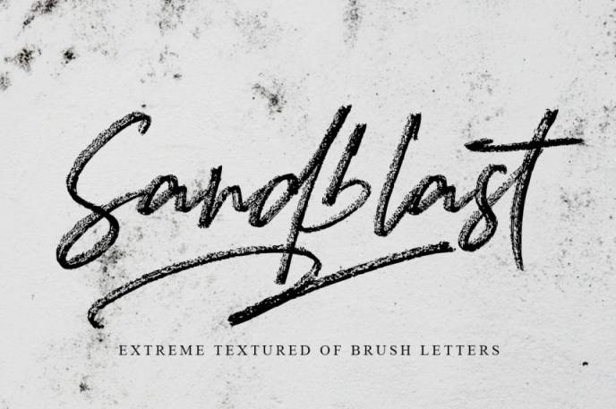 喷漆炭笔连笔手写英文字体 Sandblast Extreme Texture Brush Font