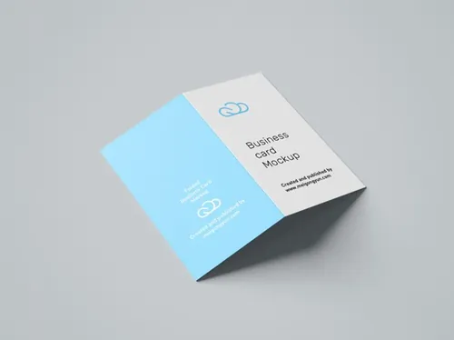折叠样式名片设计贴图展示样机PSD模版 Folded business card mockup / 90x50 mm