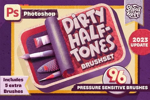 高质量复古做旧肮脏颗粒感沙砾半色调PS画笔 Dirty Ha