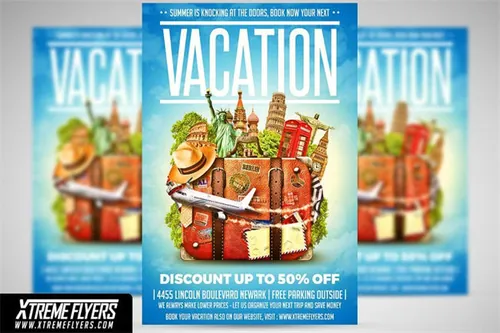 Travel Agency Flyer旅行社度假假期特色传单海报模板PSD