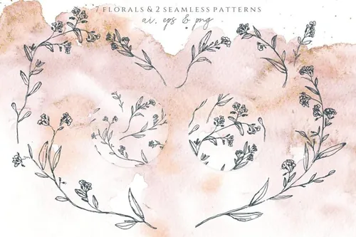 优雅精致手绘水彩图案设计素材 Instaflow-Water