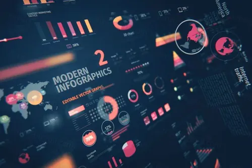 现代图表时间线饼状图商业图表元素包 Modern Edita