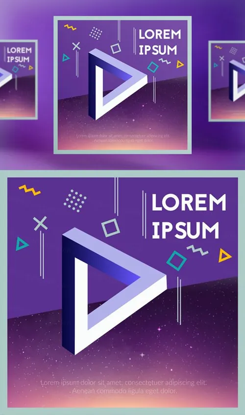 2.5D等距孟菲斯抽象矢量海报