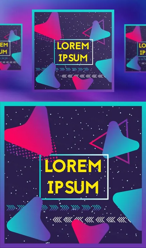 高饱和几何图形创世矢量渐变色孟菲斯海报