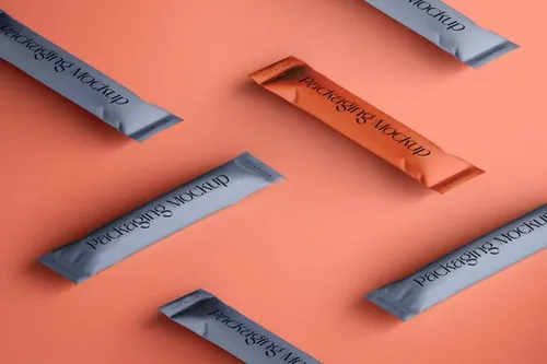 高质量铝箔袋调料调味包糖包塑封袋包装贴图展示样机模板 Foi