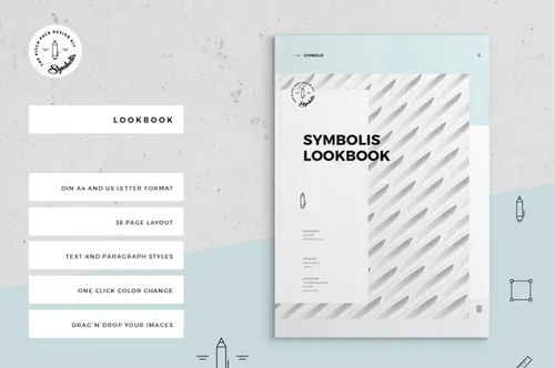 36P高端时尚简约的多用途杂志画册手册楼书设计模板Symbolis Lookbook