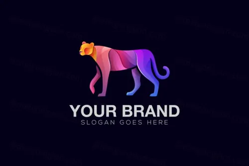 【猎豹】渐变多彩动物LOGO商标矢量素材 Logo illustration gradient colorful style