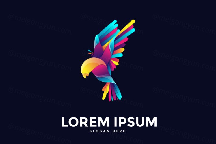 【蜂鸟】渐变多彩动物LOGO商标矢量素材 Logo illustration gradient colorful style