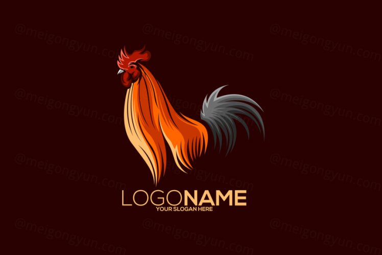 【公鸡】渐变多彩动物LOGO商标矢量素材 Logo illustration gradient colorful style
