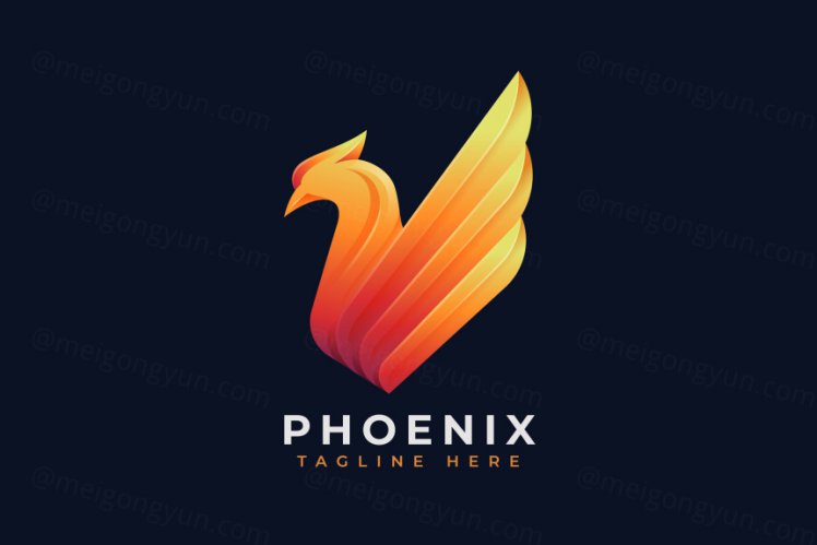 【凤凰】渐变多彩动物LOGO商标矢量素材 Logo illustration gradient colorful style