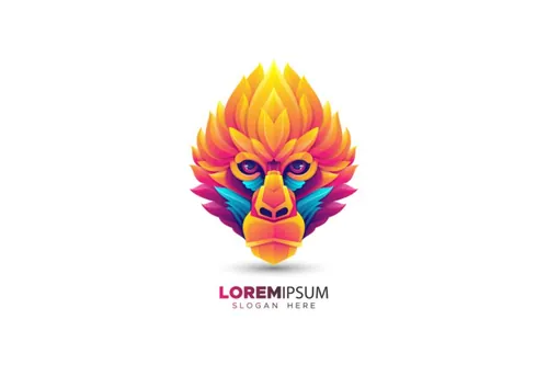 渐变多彩猿猴子动物LOGO商标矢量素材 Logo illustration gradient colorful style