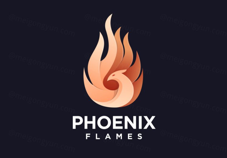 渐变多彩凤凰动物LOGO商标矢量素材 Logo illustration gradient colorful style