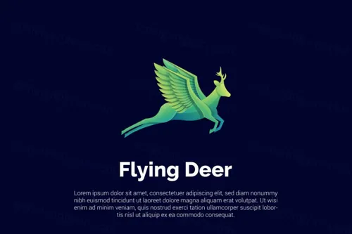 渐变多彩飞鹿动物LOGO商标矢量素材 Logo illustration gradient colorful style
