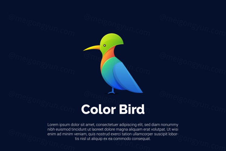 渐变多彩鹦鹉动物LOGO商标矢量素材 Logo illustration gradient colorful style