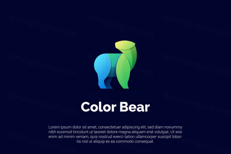 渐变多彩熊动物LOGO商标矢量素材 Logo illustration gradient colorful style