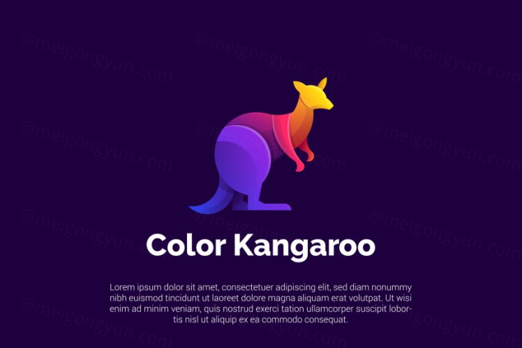 渐变多彩袋鼠动物LOGO商标矢量素材 Logo illustration gradient colorful style