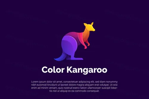 渐变多彩袋鼠动物LOGO商标矢量素材 Logo illustration gradient colorful style