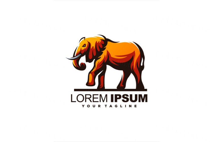 渐变多彩大象动物LOGO商标矢量素材 Logo illustration gradient colorful style