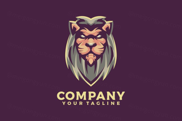 狮子吉祥物渐变多彩动物LOGO商标矢量素材 Logo illustration