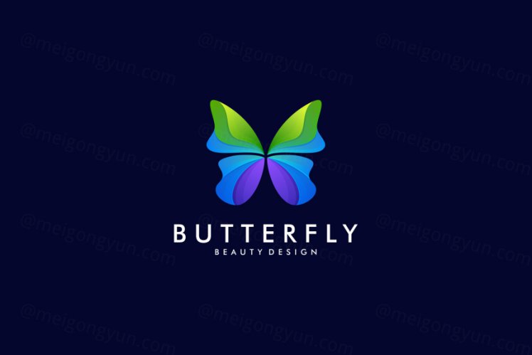 渐变多彩蝴蝶动物LOGO商标矢量素材 Logo illustration gradient colorful style