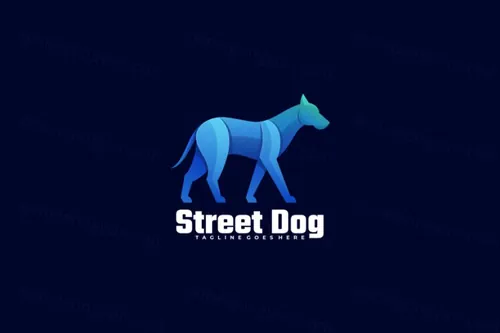 渐变多彩流浪狗动物LOGO商标矢量素材 Logo illustration gradient colorful style