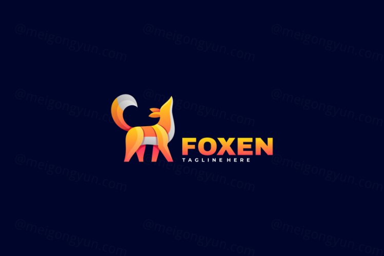 渐变多彩狐狸动物LOGO商标矢量素材 Logo illustration gradient colorful style