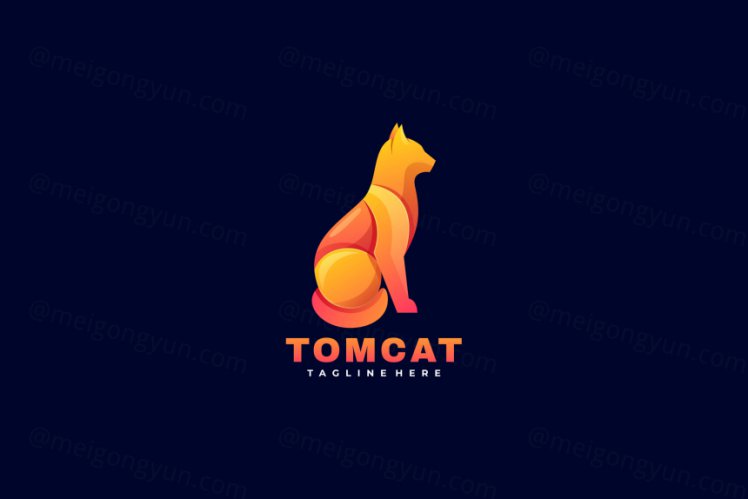 渐变多彩汤姆猫动物LOGO商标矢量素材 Logo illustration gradient colorful style