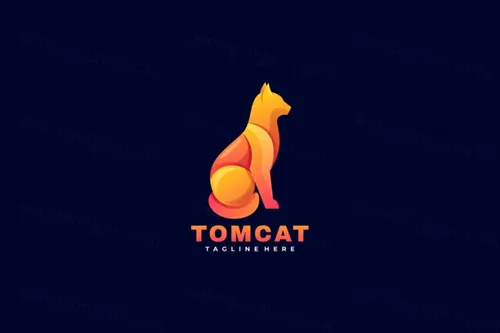 渐变多彩汤姆猫动物LOGO商标矢量素材 Logo illustration gradient colorful style