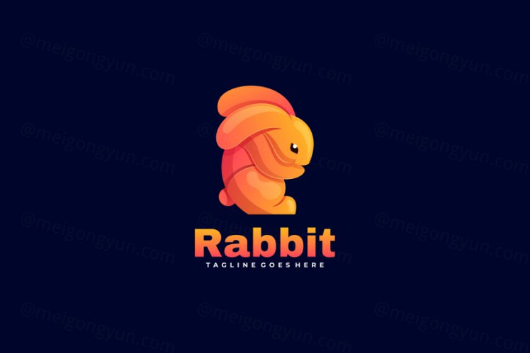 渐变多彩兔子动物LOGO商标矢量素材 Logo illustration gradient colorful style