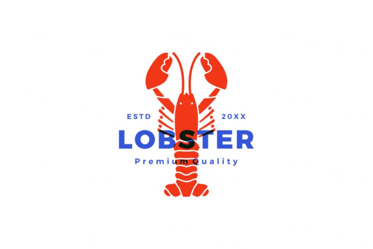 龙虾螯虾鱼海鲜渐变多彩动物LOGO商标矢量素材 Logo illustration